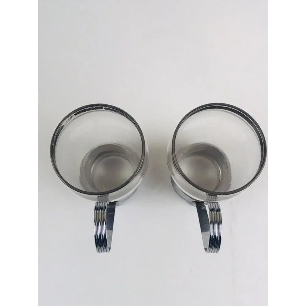 Vintage Federal Glass tumblers silver Colored handle MCM Cup Modern Mid Century
